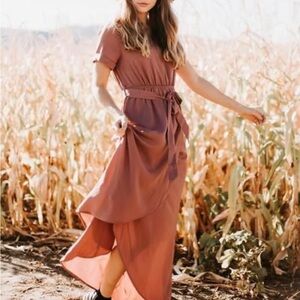 Piper & Scoot The Wakefield Belted Maxi Dress in Mauve